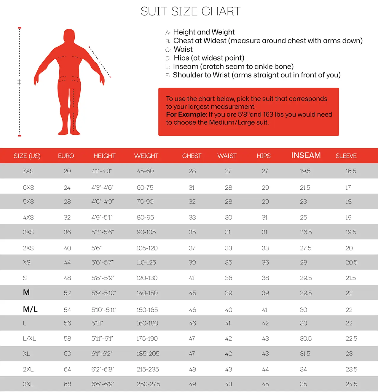 Custom kart racing suit size chart
