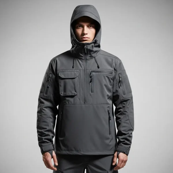 Charcoal tactical hoodie.