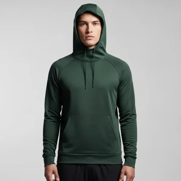 Green athletic fit hoodie.
