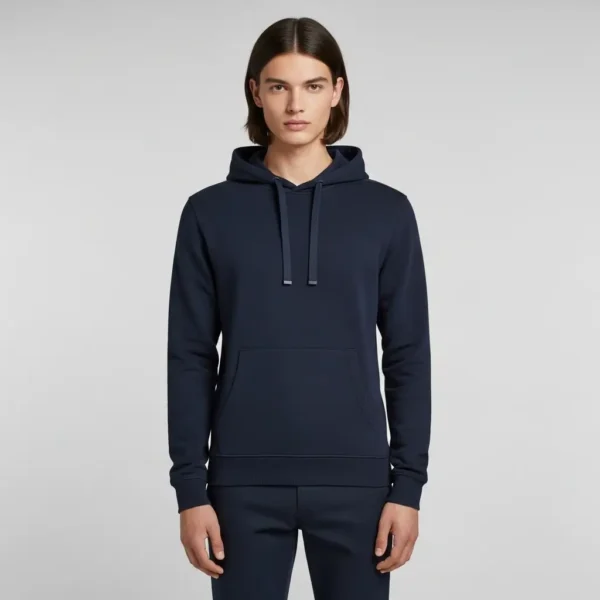 Navy blue slim fit hoodie.
