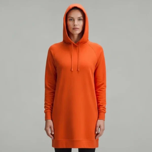 Orange longline fit hoodie.