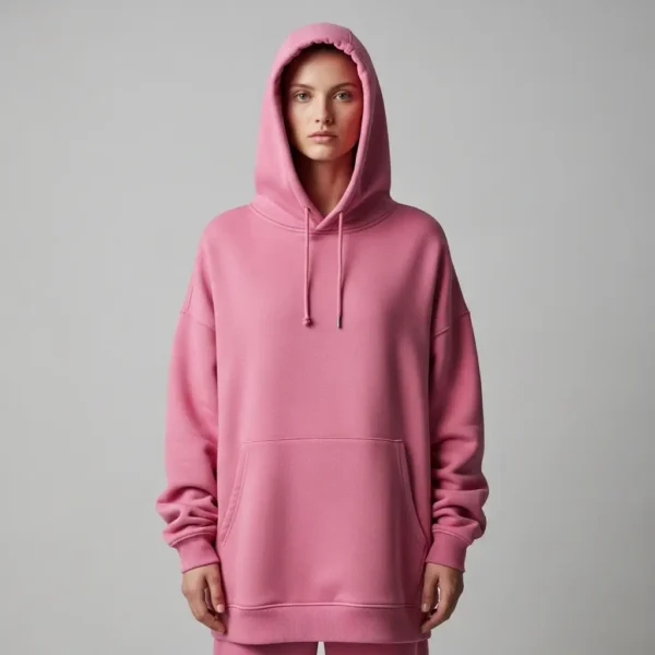 Pink oversized fit hoodie.