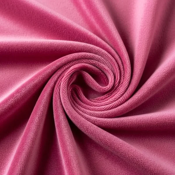 Pink velour fabric.