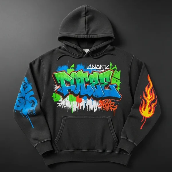 Streetwear DTG printed hoodie.