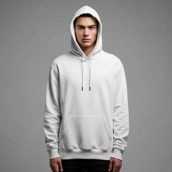 White pullover hoodie.